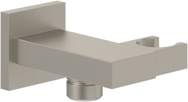 Villeroy & Boch Universal Square Combined Wall Outlet & Hand Shower Holder - Matt Brushed Nickel