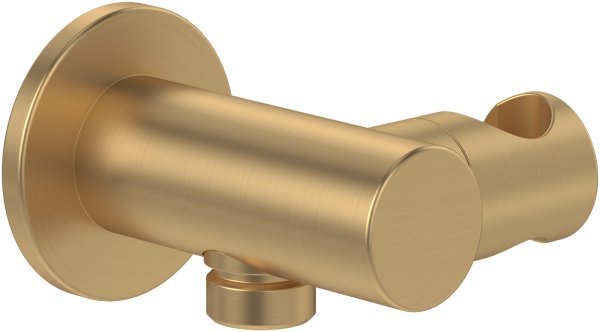 Villeroy & Boch Universal Round Combined Wall Outlet & Hand Shower Holder - Brushed Gold