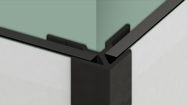 Kinewall Outgoing L Profile in Black For mounting an outgoing/open angle