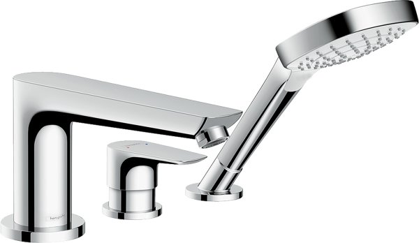 Hansgrohe Talis E 3-Hole Rim-Mounted Single Lever Bath Mixer for Secuflex - Chrome