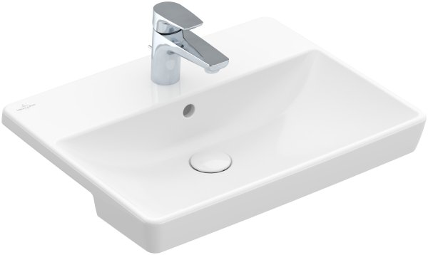 Villeroy & Boch Avento 550mm Semi-Recessed Basin with Overflow - White Alpin