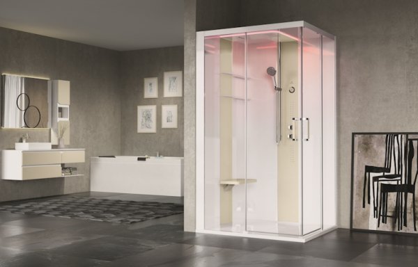 Novellini Skill A Essential 100 x 80cm Multifunction Shower Cubicle with 2 Sliding Doors & 2 Fixed Panels (Corner Entry)