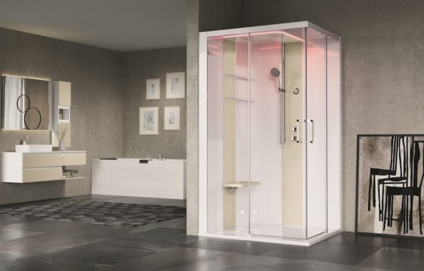 Novellini Skill A Essential 120 x 90cm Multifunction Shower Cubicle with 2 Sliding Doors & 2 Fixed Panels (Corner Entry)