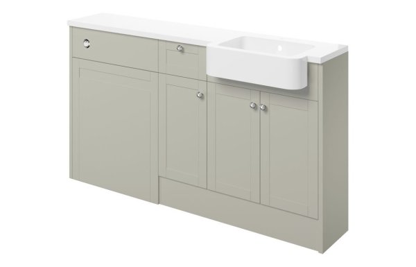 Purity Collection Belinda 1542mm Basin Toilet & 1 Drawer 1 Door Unit Pack (RH) - Matt Latte