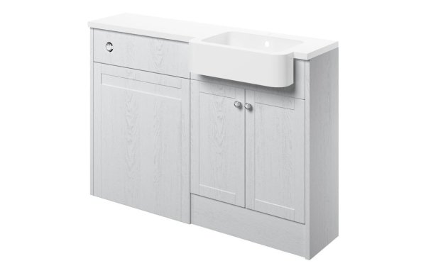 Purity Collection Belinda 1242mm Basin & Toilet Unit Pack (RH) - Satin White Ash