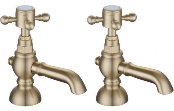 Purity Collection Terni Basin Pillar Taps - Brushed Brass