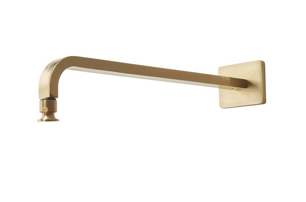 Tavistock Square 415mm Fixed Shower Arm - Brushed Brass