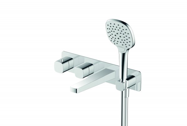 RAK Petit Square Wall Mounted Thermostatic Bath Shower Mixer - Chrome