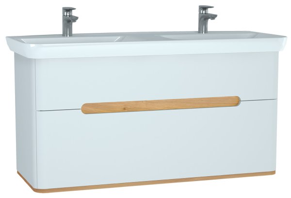 Vitra Sento 1300mm Vanity Unit with 2 Drawers & Basin - White