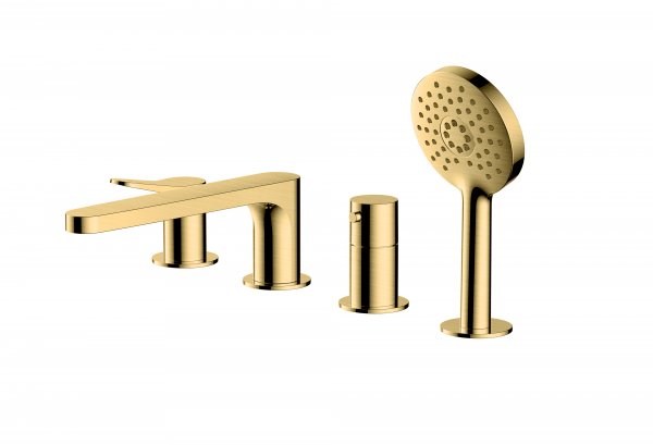 RAK Petit Round 4 Hole Deck Mounted Bath Shower - Gold