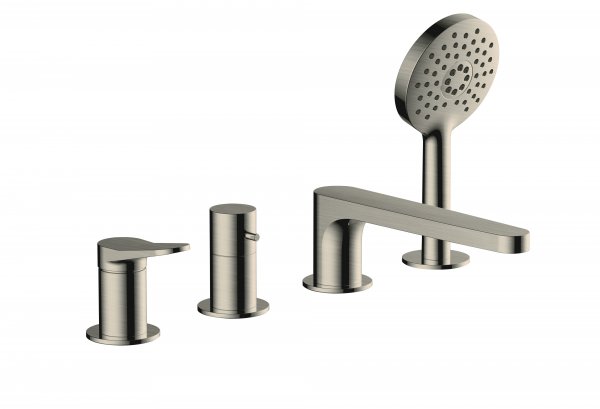 RAK Petit Round 4 Hole Deck Mounted Bath Shower - Nickel