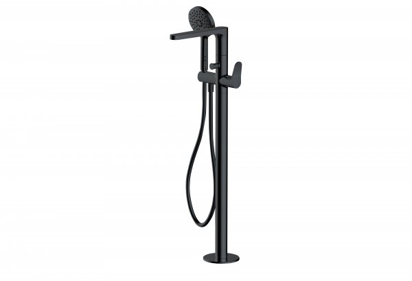 RAK Petit Round Floorstanding Bath Shower Mixer - Black