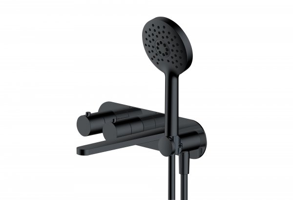 RAK Petit Round Wall Mounted Thermostatic Bath Shower Mixer- Black