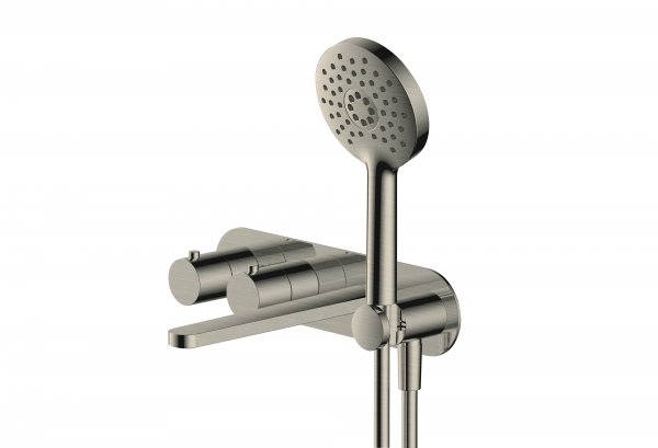 RAK Petit Round Wall Mounted Thermostatic Bath Shower Mixer - Nickel