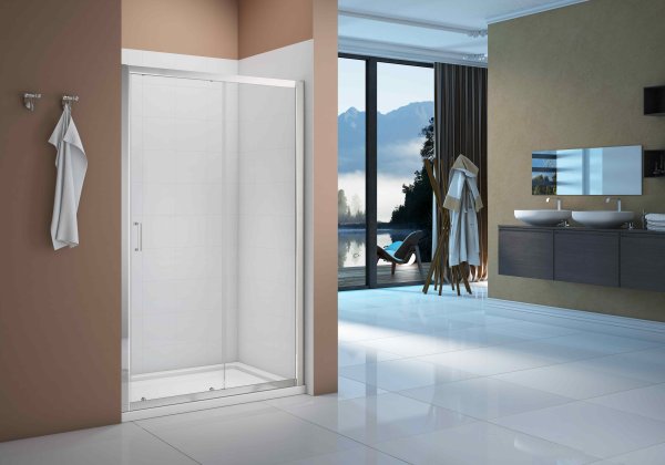 Merlyn Vivid Complete 1400mm Sliding Shower Door - Chrome Frame Pack (Box 1 & 2)