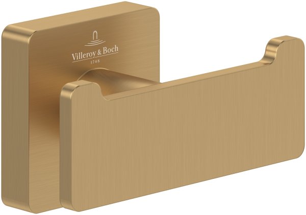 Villeroy & Boch Elements Striking Double Towel/Robe Hook - Brushed Gold