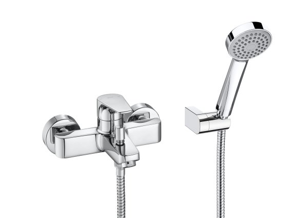 Roca Atlas Wall-Mounted Bath-Shower Mixer - Chrome