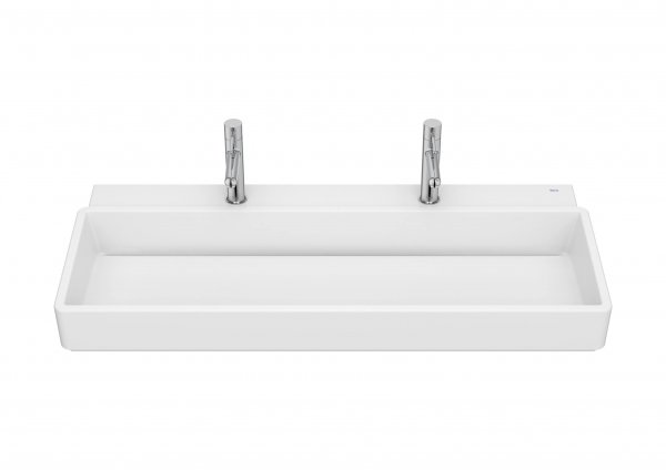 Roca Tura 1000mm Wall-Hung Double Basin with 2 Tap Holes - Matt White