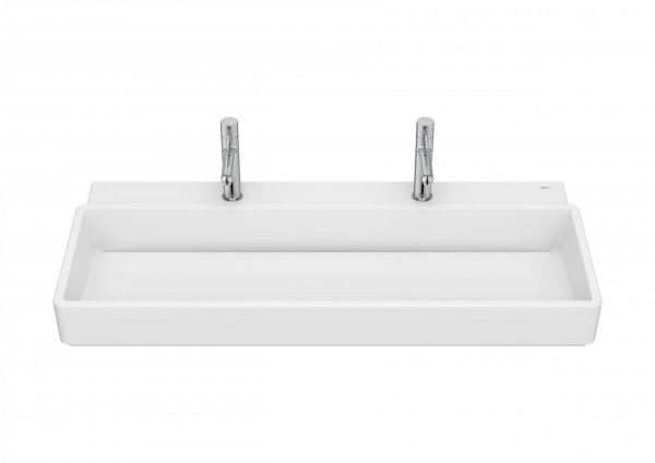 Roca Tura 1000mm Wall-Hung Double Basin with 2 Tap Holes - Supraglaze