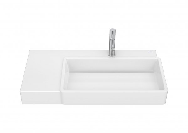 Roca Tura 800mm Wall-Hung Basin with Left Hand Shelf - White