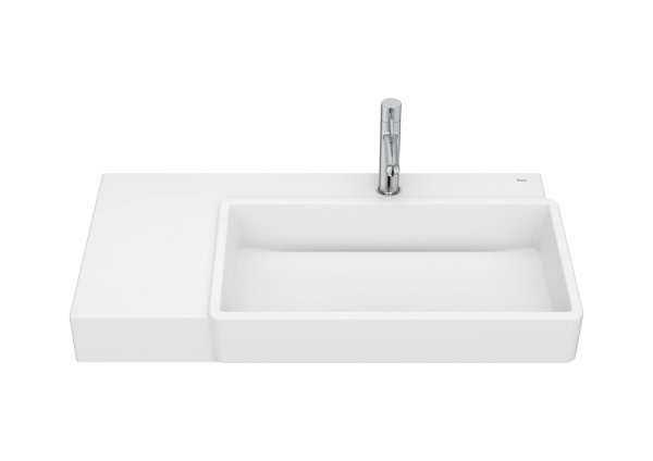 Roca Tura 800mm Wall-Hung Basin with Left Hand Shelf - Matt White