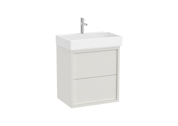 Roca Tura 600mm Vanity Unit with Two Drawers and 1 Tap Hole Basin - Off White