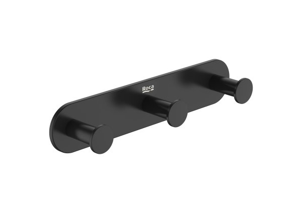 Roca Hotels Round Triple Robe Hook - Matt Black