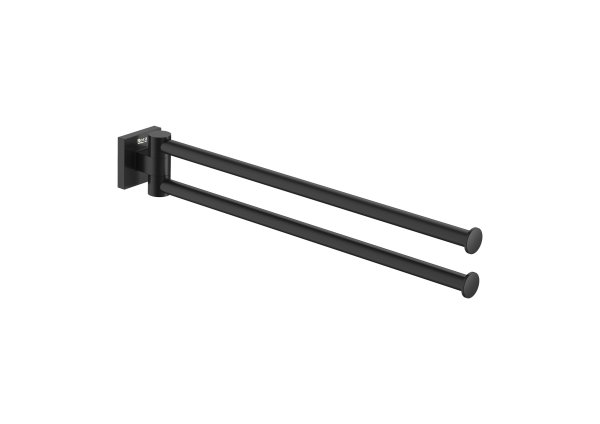 Roca Hotels Square 400mm Double Swivel Towel Rail - Matt Black