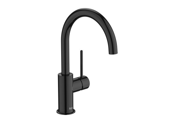 Roca Nu Large Basin Mixer with Integrated Lateral Pin Handle - Titanium Black