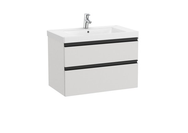 Roca Domi 800mm Two Drawer Vanity Unit with Basin - Matt Arctic Grey