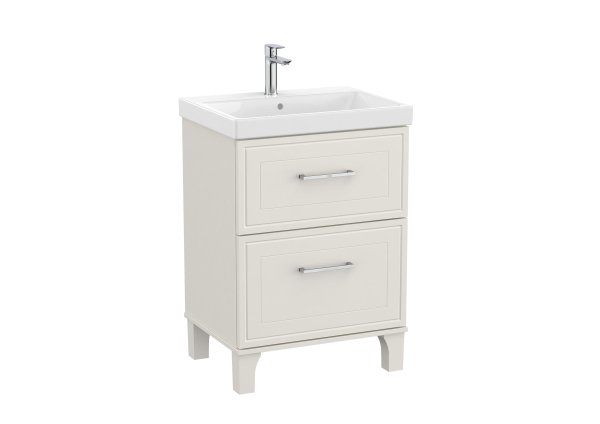 Roca Romea 600mm 2 Drawer Vanity Unit & Basin - White Satin