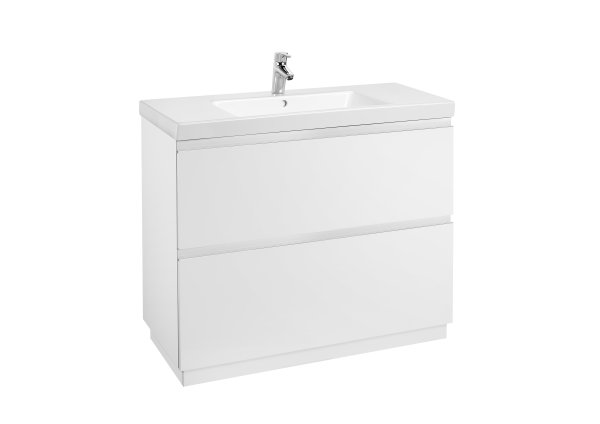 Roca Lander 1000mm 2 Drawer Vanity Unit & Central Basin - Gloss White