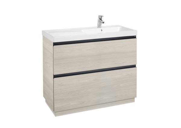 Roca Lander 1000mm 2 Drawer Vanity Unit & Right Hand Basin - Nordic Ash