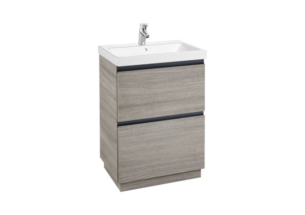 Roca Lander 600mm 2 Drawer Vanity Unit & Basin - City Oak