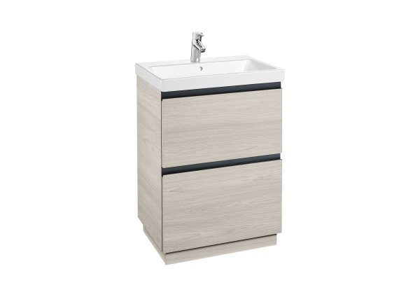 Roca Lander 600mm 2 Drawer Vanity Unit & Basin - Nordic Ash