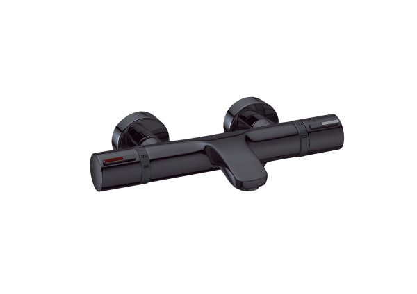 Roca T-1000 Thermostatic Wall-Mounted Bath/Shower Mixer with Diverter-Flow Regulator - Titanium Black