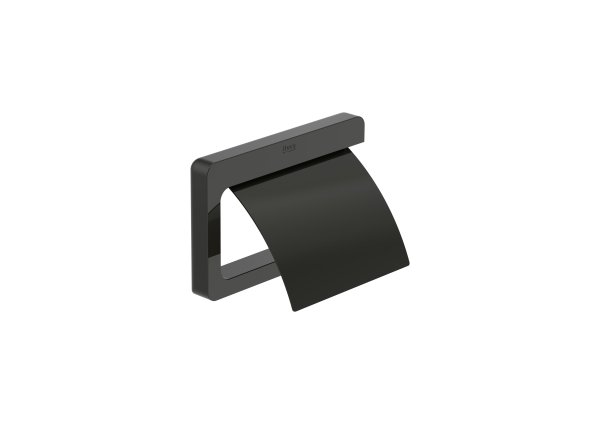 Roca Tempo Toilet Roll Holder with Cover - Brushed Titanium Black