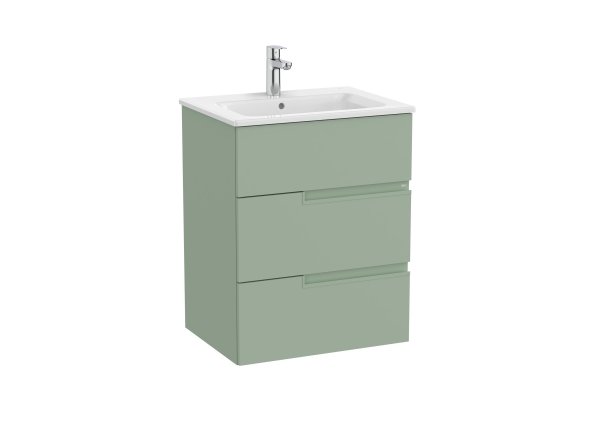 Roca Victoria-N 600mm Vanity Unit with Three Drawers & Basin - Sage Green