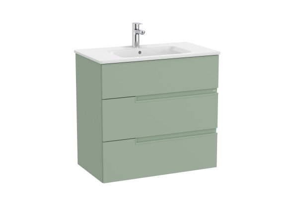 Roca Victoria-N 800mm Vanity Unit with Three Drawers & Basin - Sage Green