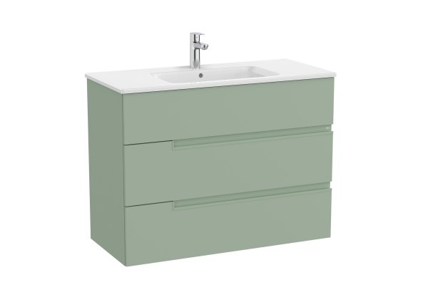 Roca Victoria-N 1000mm Vanity Unit with Three Drawers & Basin - Sage Green