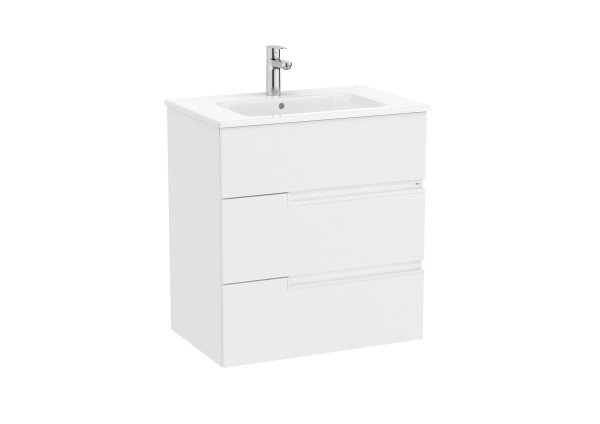 Roca Victoria-N 700mm Vanity Unit with Three Drawers & Basin - Matt White