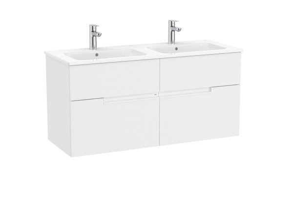 Roca Victoria-N 1200mm Vanity Unit with Four Drawers & Double Basin - Matt White