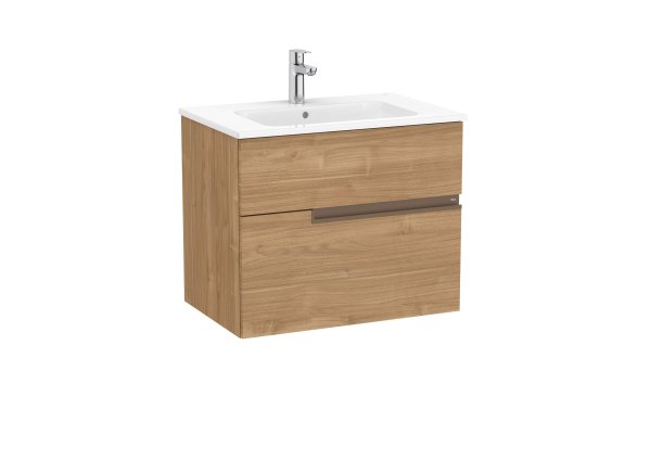 Roca Victoria-N 700mm Vanity Unit with Two Drawers & Basin - Walnut