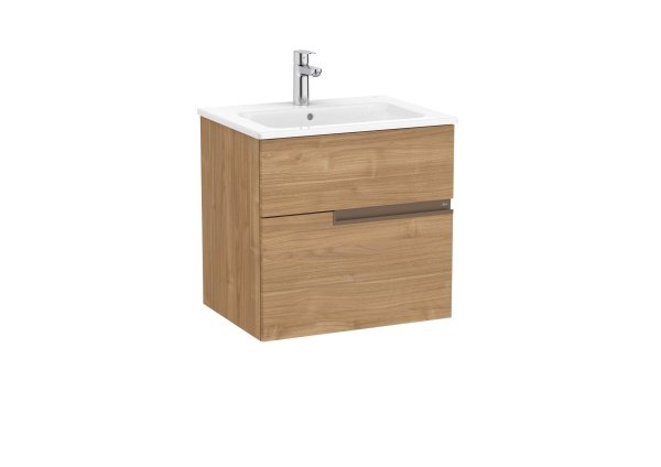 Roca Victoria-N 600mm Vanity Unit with Two Drawers & Basin - Walnut