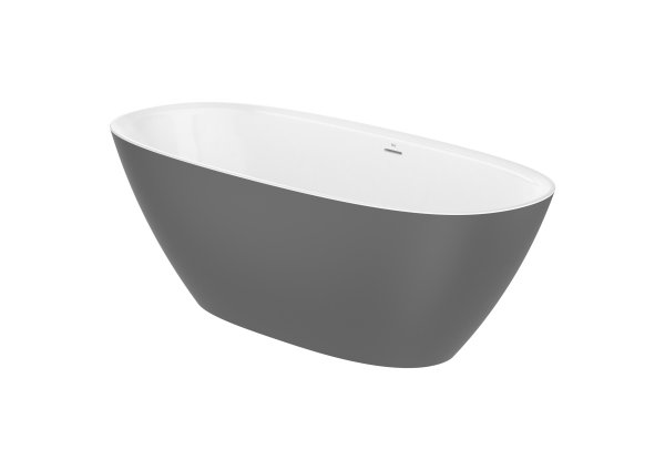 Roca Ariane 1800mm Freestanding Stonex Oval Bath with Drain - Onyx