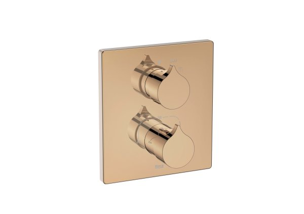 Roca Insignia Built-In Thermostatic Bath Or Shower Mixer with Automatic Diverter & 1 Outlet - Rose Gold