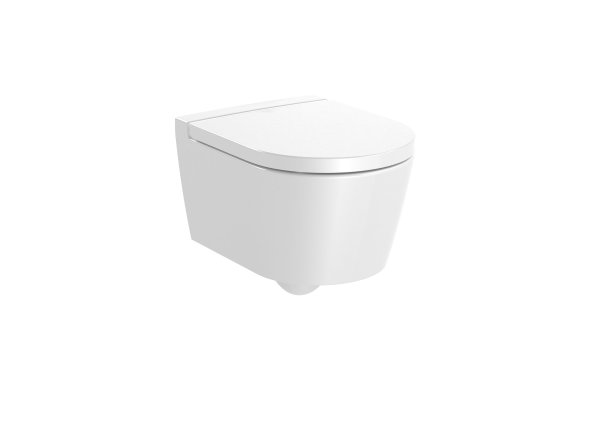 Roca Inspira Compact Round Wall-Hung Rimless Toilet - White