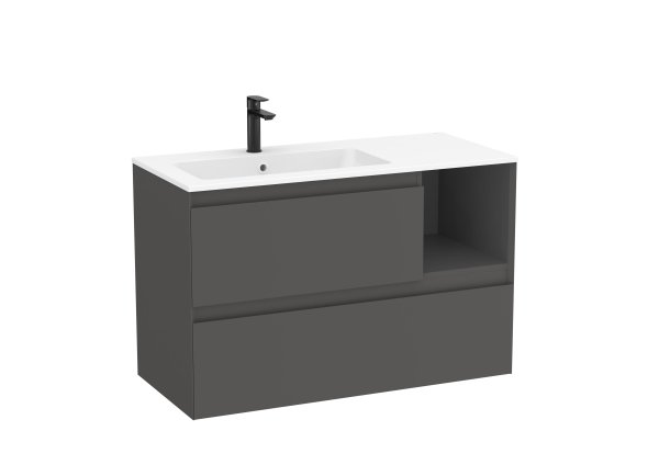 Roca Tenue 1000mm 2 Drawer Vanity Unit & Left Hand Basin - Onyx