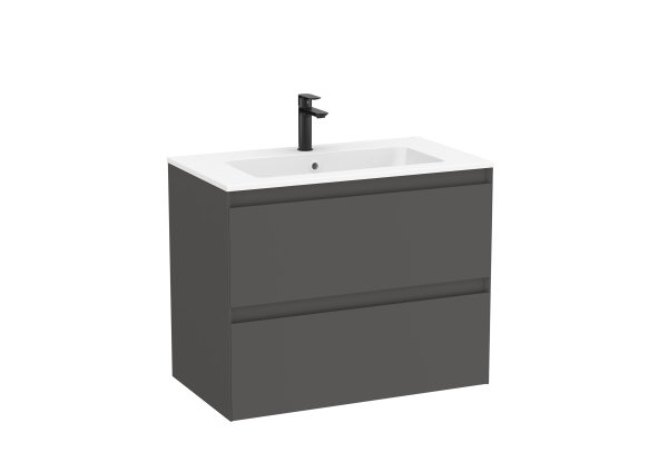 Roca Tenue 800mm 2 Drawer Vanity Unit & Basin - Onyx