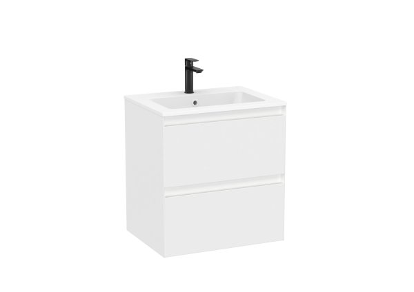 Roca Tenue 600mm 2 Drawer Vanity Unit & Basin - Matt White